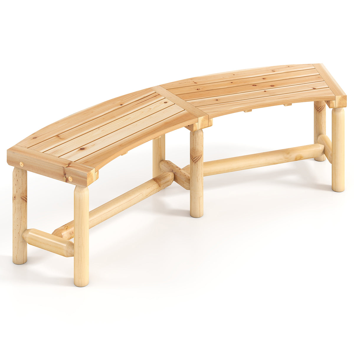 Acacia Wood Curved Garden Bench 2-Person - Set of 7