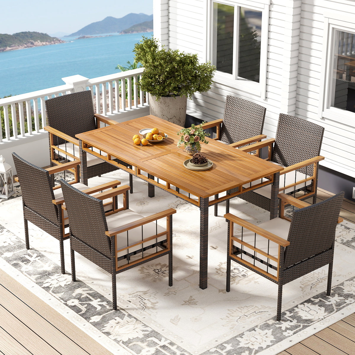 Patio Dining Chairs Set of 2 with Cushions - White