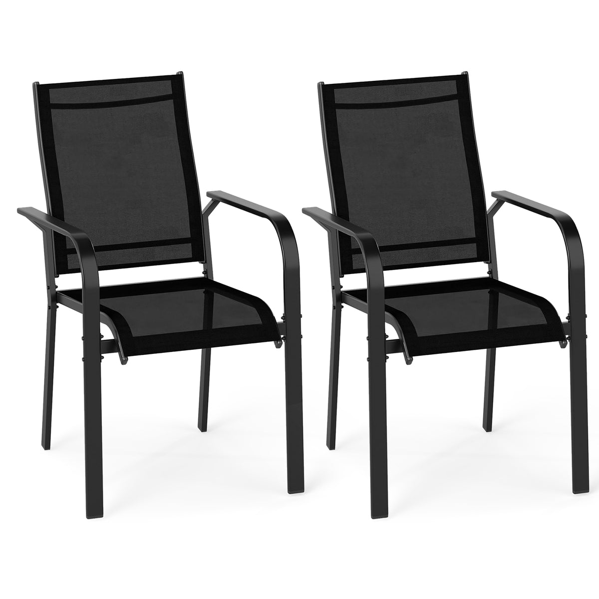 Patio Dining Chairs Set of 2/4/6 Stackable Outdoor Armchairs