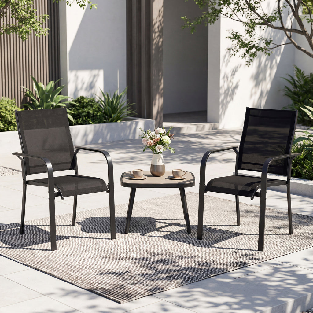 Patio Dining Chairs Set of 2/4/6 Stackable Outdoor Armchairs with