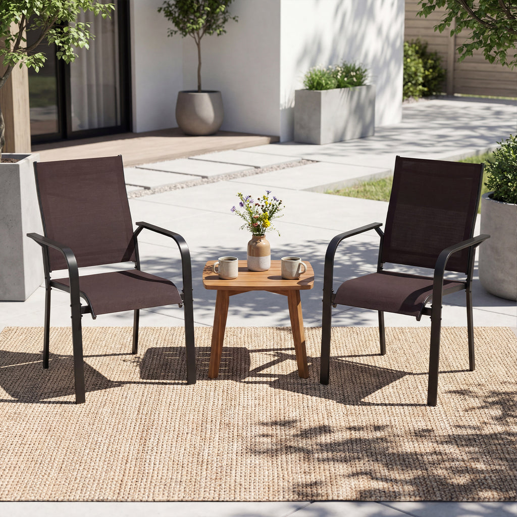 Stackable Patio Dining Chairs Set of 2 - Coffee