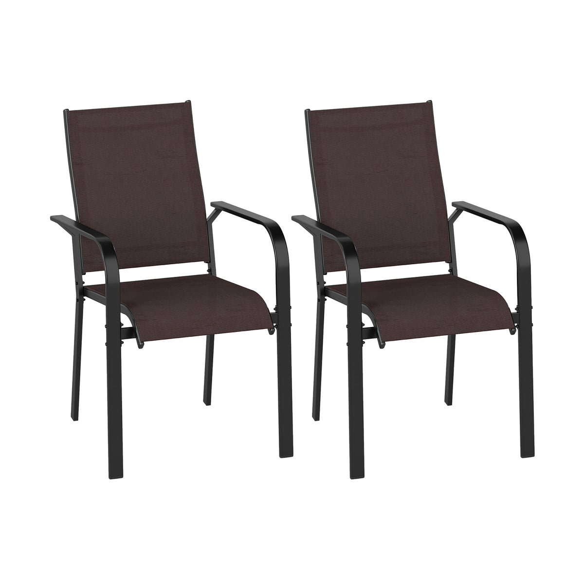 Stackable Patio Dining Chairs Set of 2 - Coffee