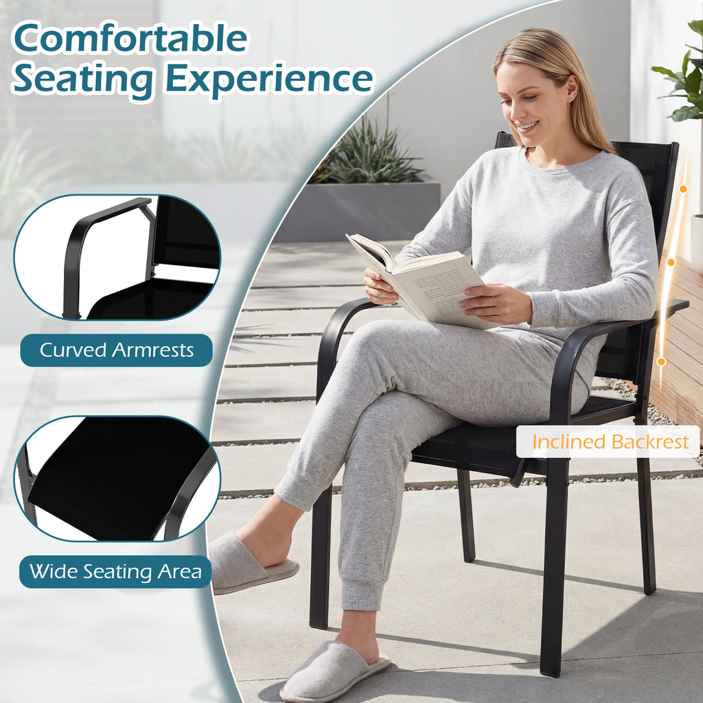 Patio Dining Chairs Set of 2/4/6 Stackable Outdoor Armchairs with