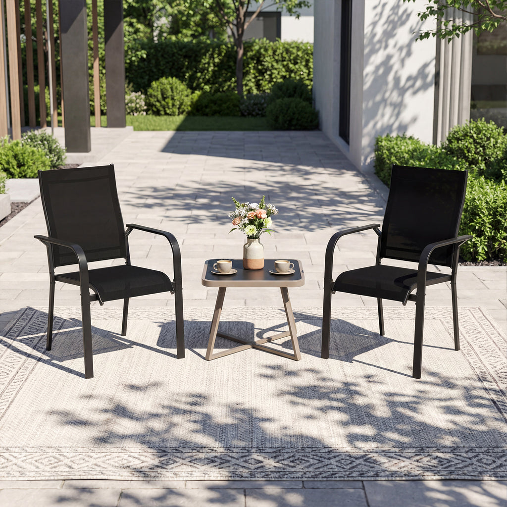 Patio Dining Chairs Set of 2/4/6 Stackable Outdoor Armchairs with