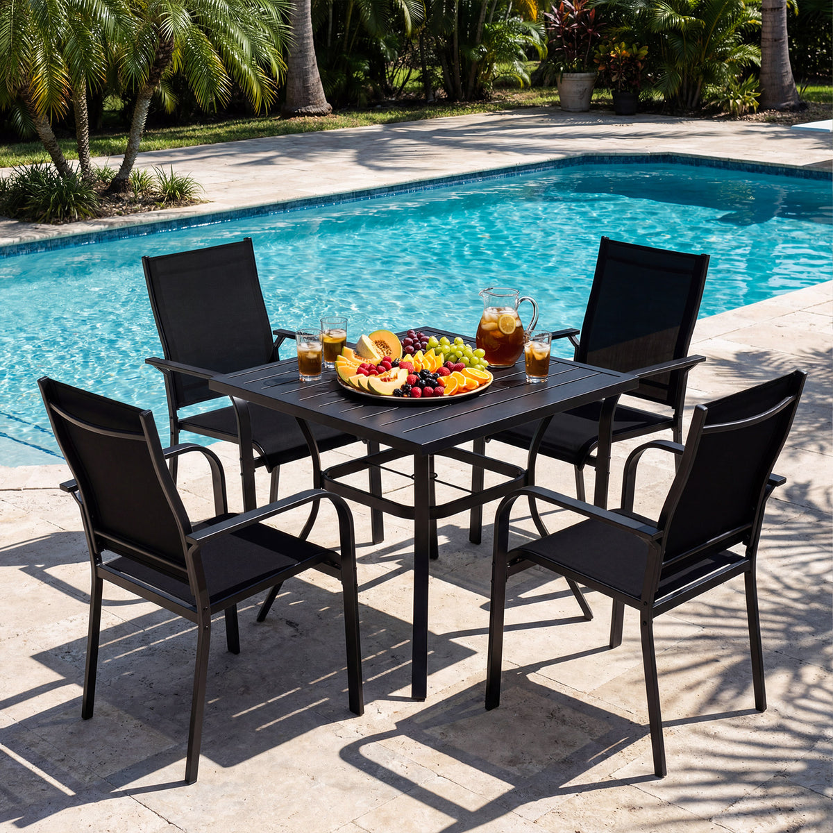 Patio Dining Chairs Set of 2/4/6 Stackable Outdoor Armchairs with