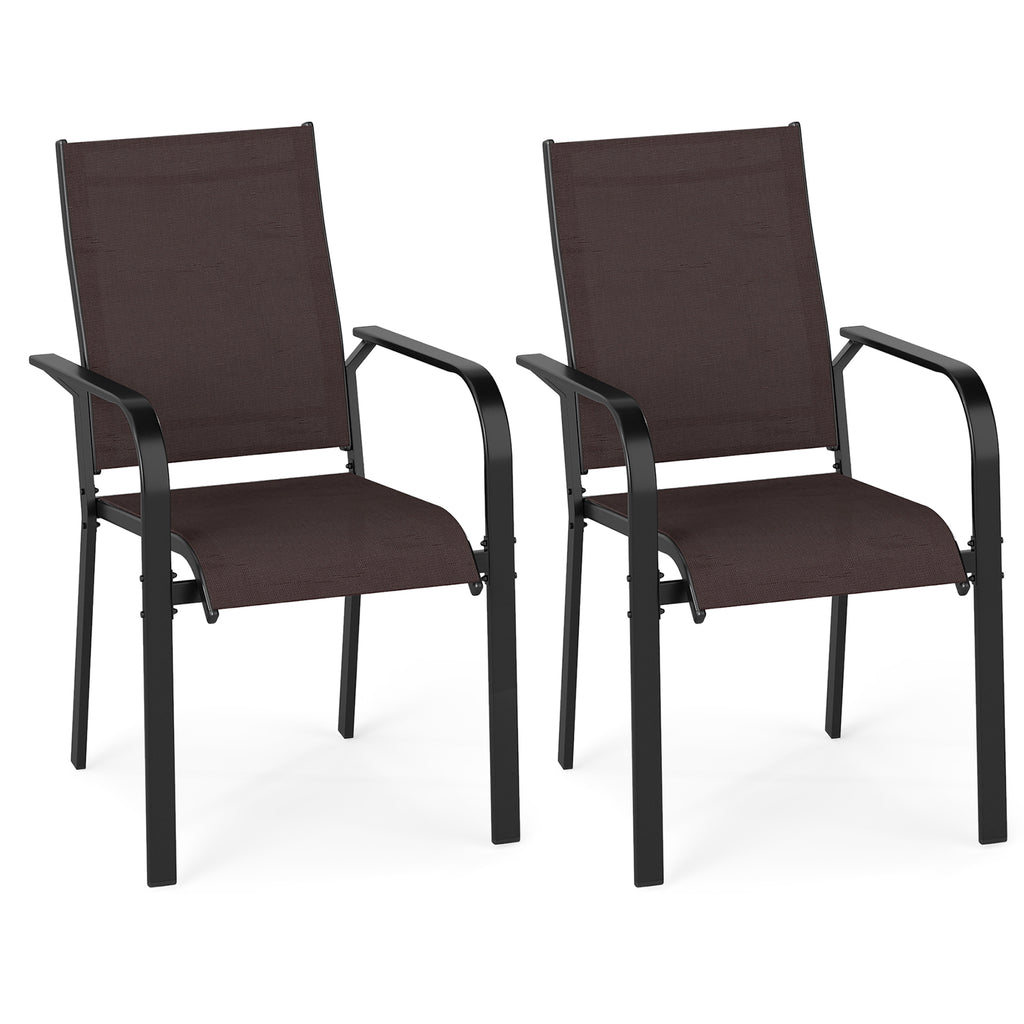 Stackable Patio Dining Chairs Set of 2 - Coffee