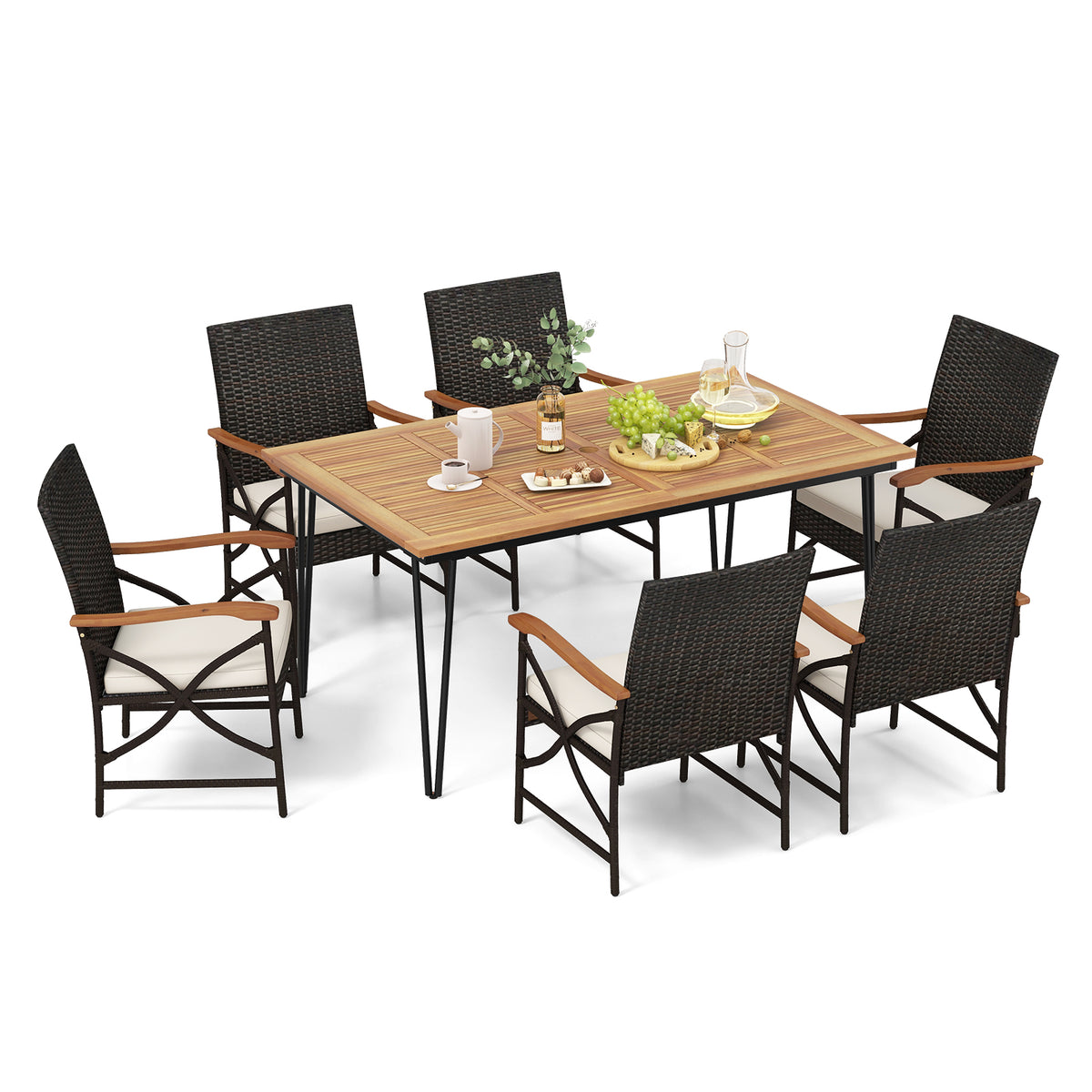 7 Pieces Outdoor Dining Furniture Set for Porch Backyard Garden