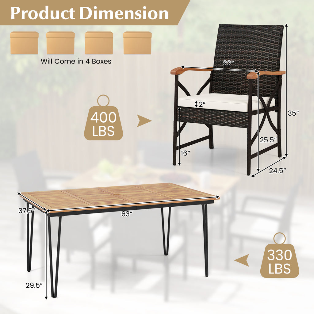 7 Pieces Outdoor Dining Furniture Set for Porch Backyard Garden