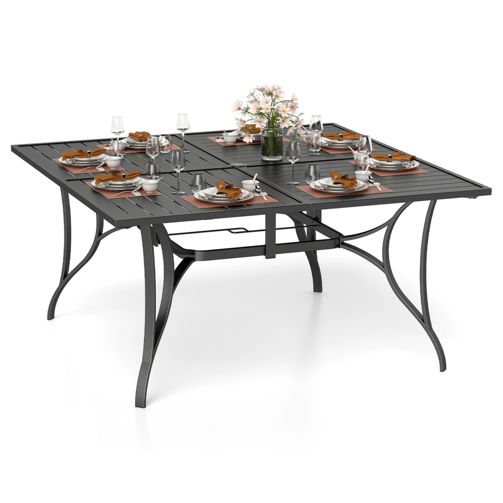 Patio Dining Table for 8 with Umbrella Hole Porch Lawn