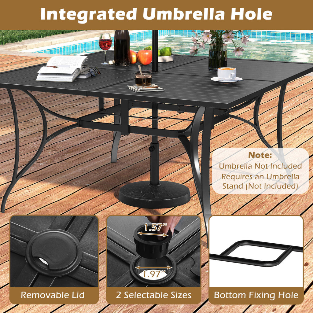 Patio Dining Table for 8 with Umbrella Hole Porch Lawn
