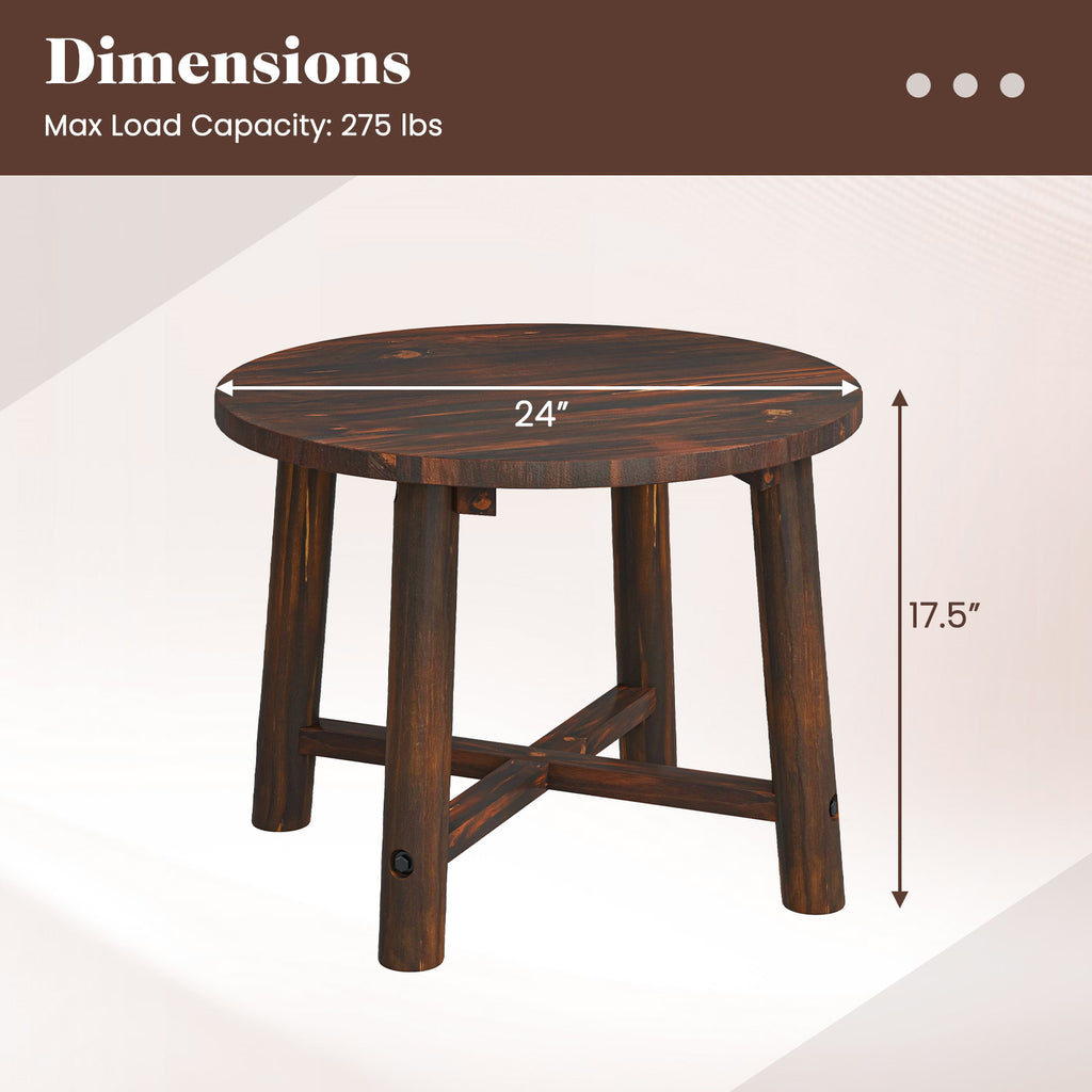Patio End Table with Solid Wood Structure for Garden Deck Poolside
