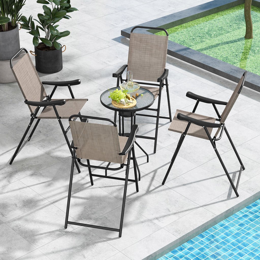 Patio Folding Bar Stools Set of 4 - Coffee