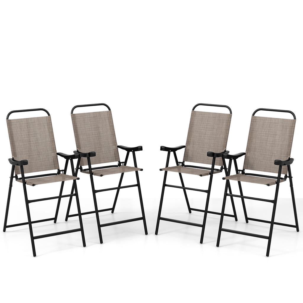 Patio Folding Bar Stools Set of 4 - Coffee