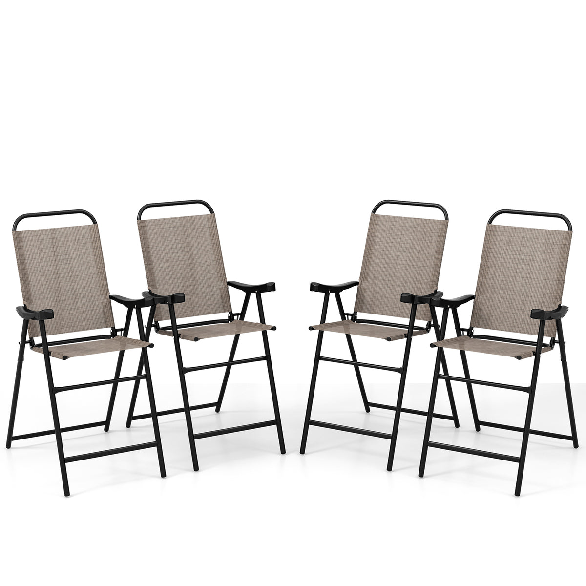 Patio Folding Bar Stools Set of 4 - Coffee