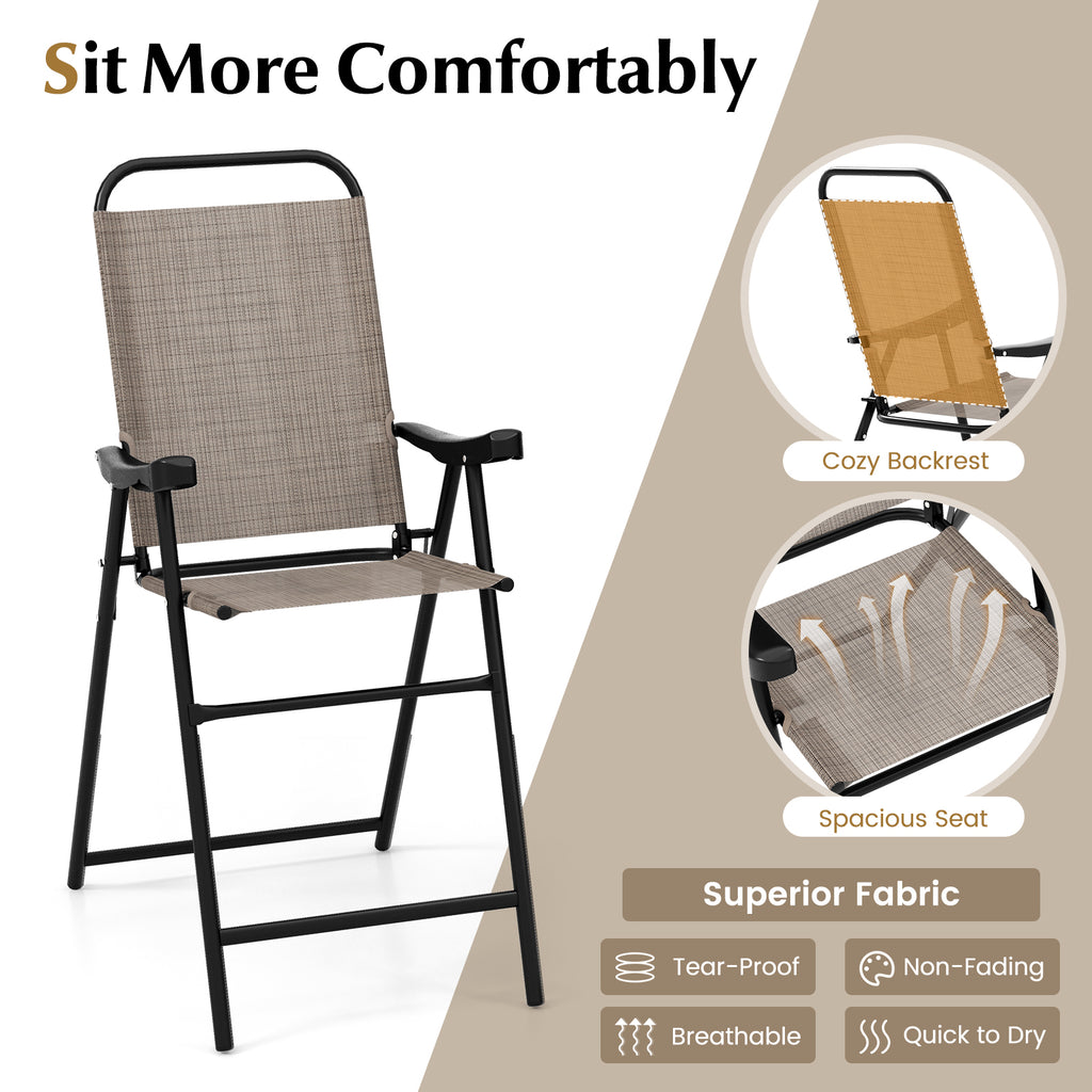 Patio Folding Bar Stools Set of 4 - Coffee