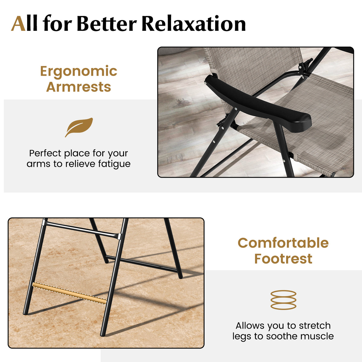 Patio Folding Bar Stools Set of 4 - Coffee