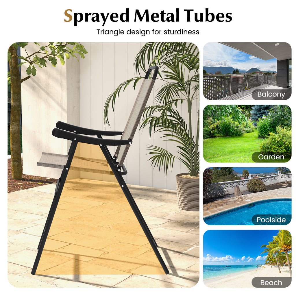 Patio Folding Bar Stools Set of 4 - Coffee