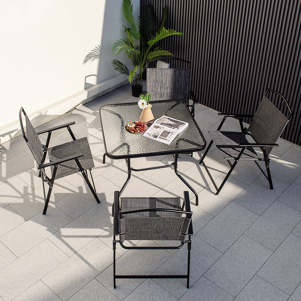 Patio Folding Chairs Set of 4 with Cozy Seat Fabric and Heavy-Duty