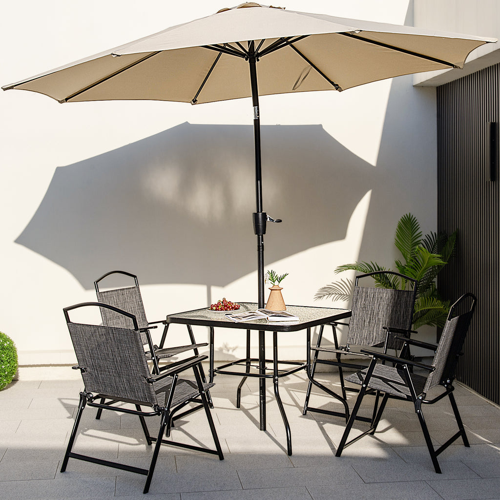 Patio Folding Chairs Set of 4 with Cozy Seat Fabric and Heavy-Duty