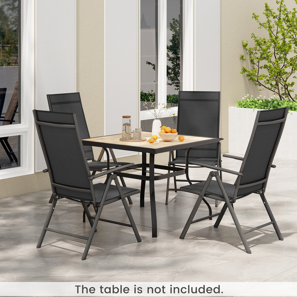 1 Piece Patio Folding Dining Chairs with 7-Level Adjustable High
