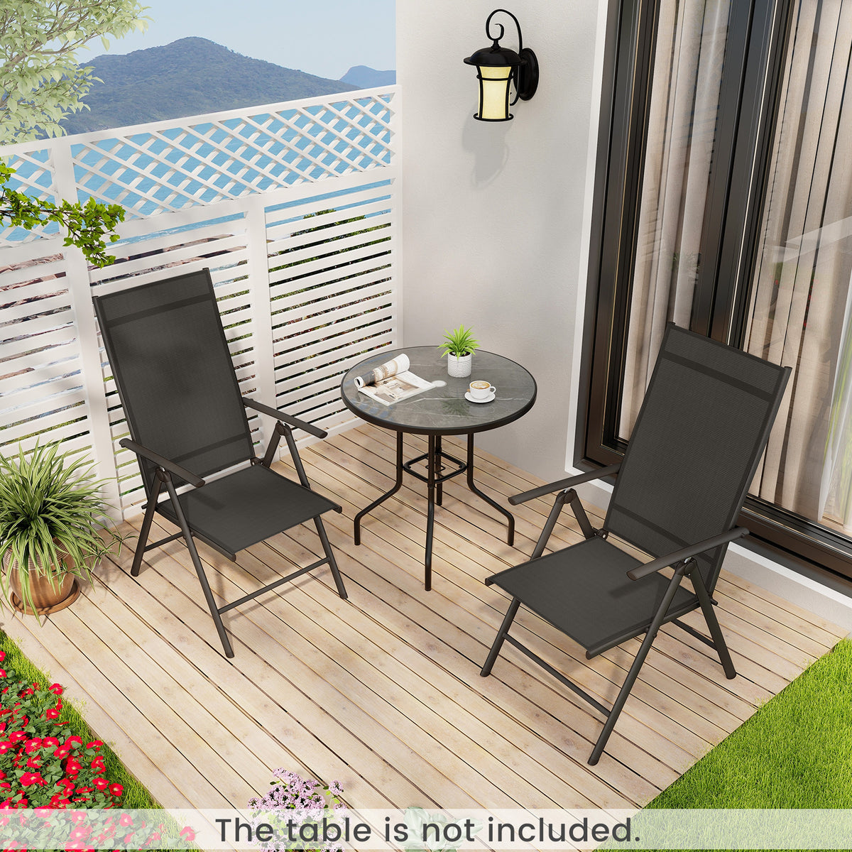 1 Piece Patio Folding Dining Chairs with 7-Level Adjustable High
