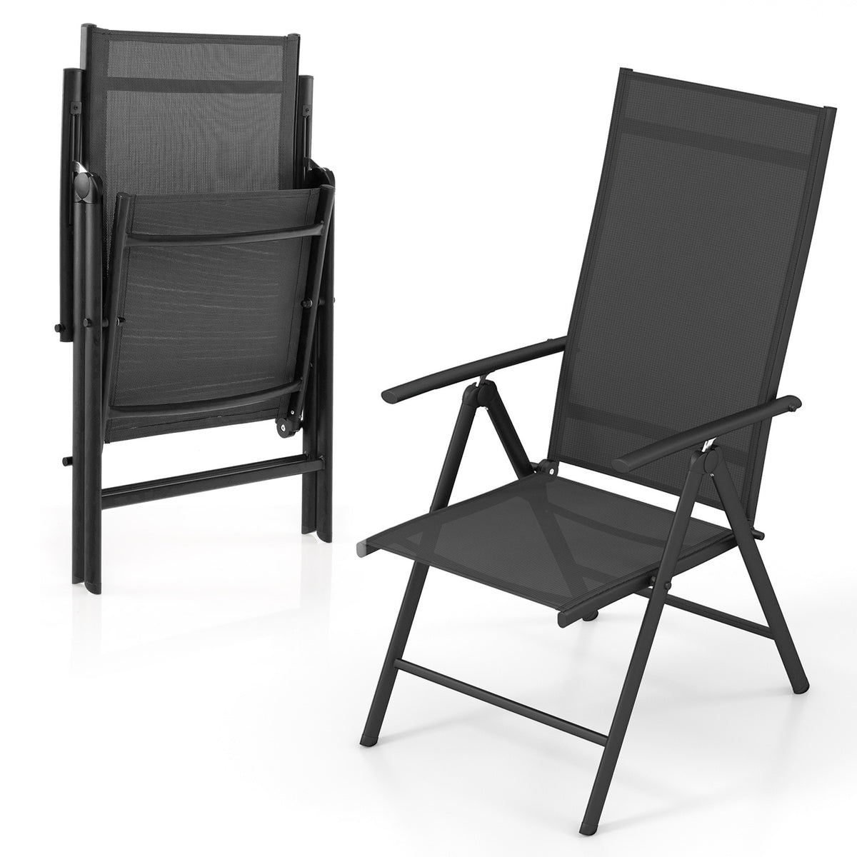 1 Piece Patio Folding Dining Chairs with 7-Level Adjustable High