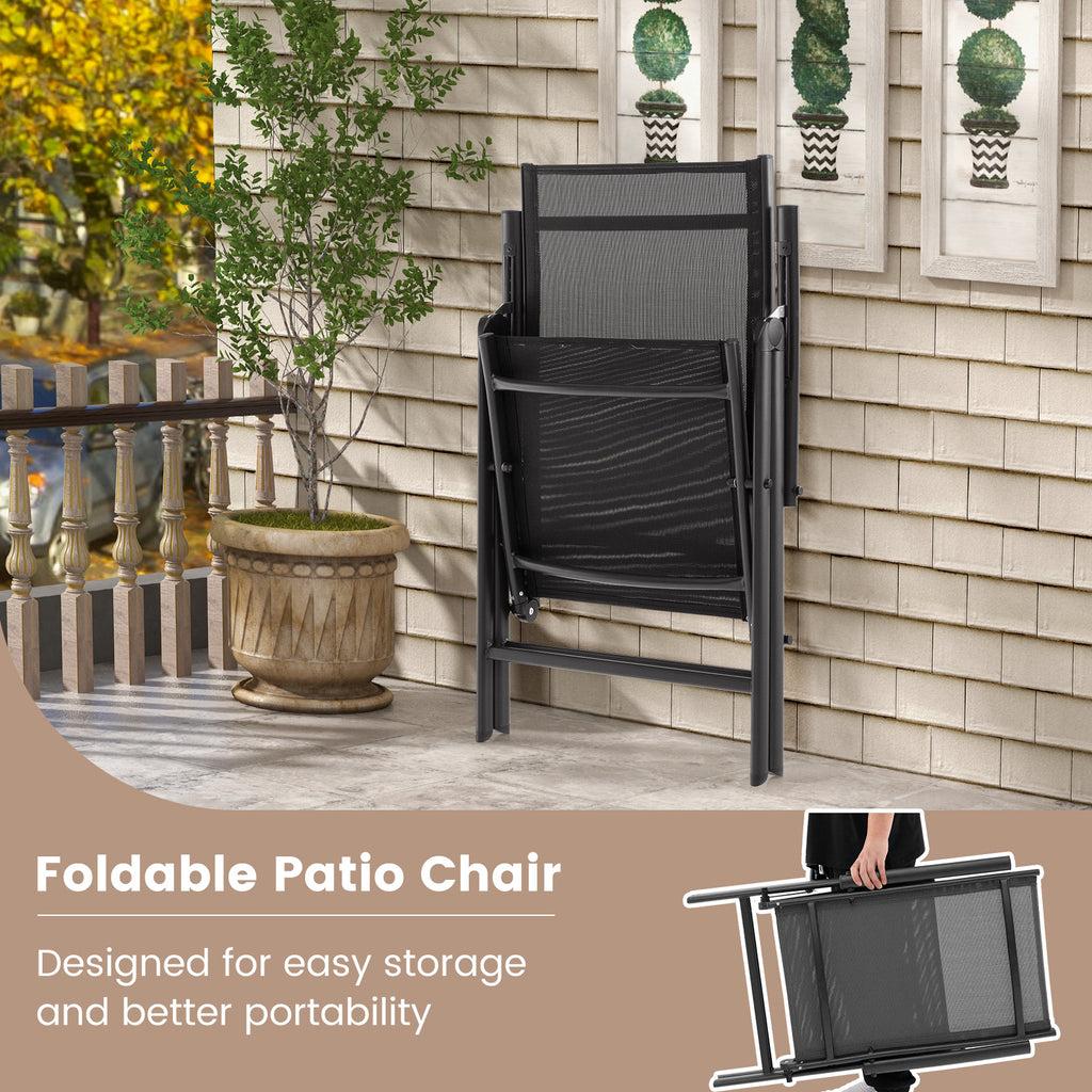 1 Piece Patio Folding Dining Chairs with 7-Level Adjustable High