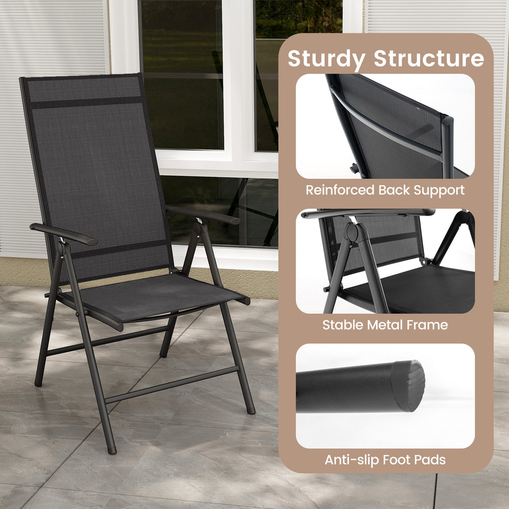 1 Piece Patio Folding Dining Chairs with 7-Level Adjustable High