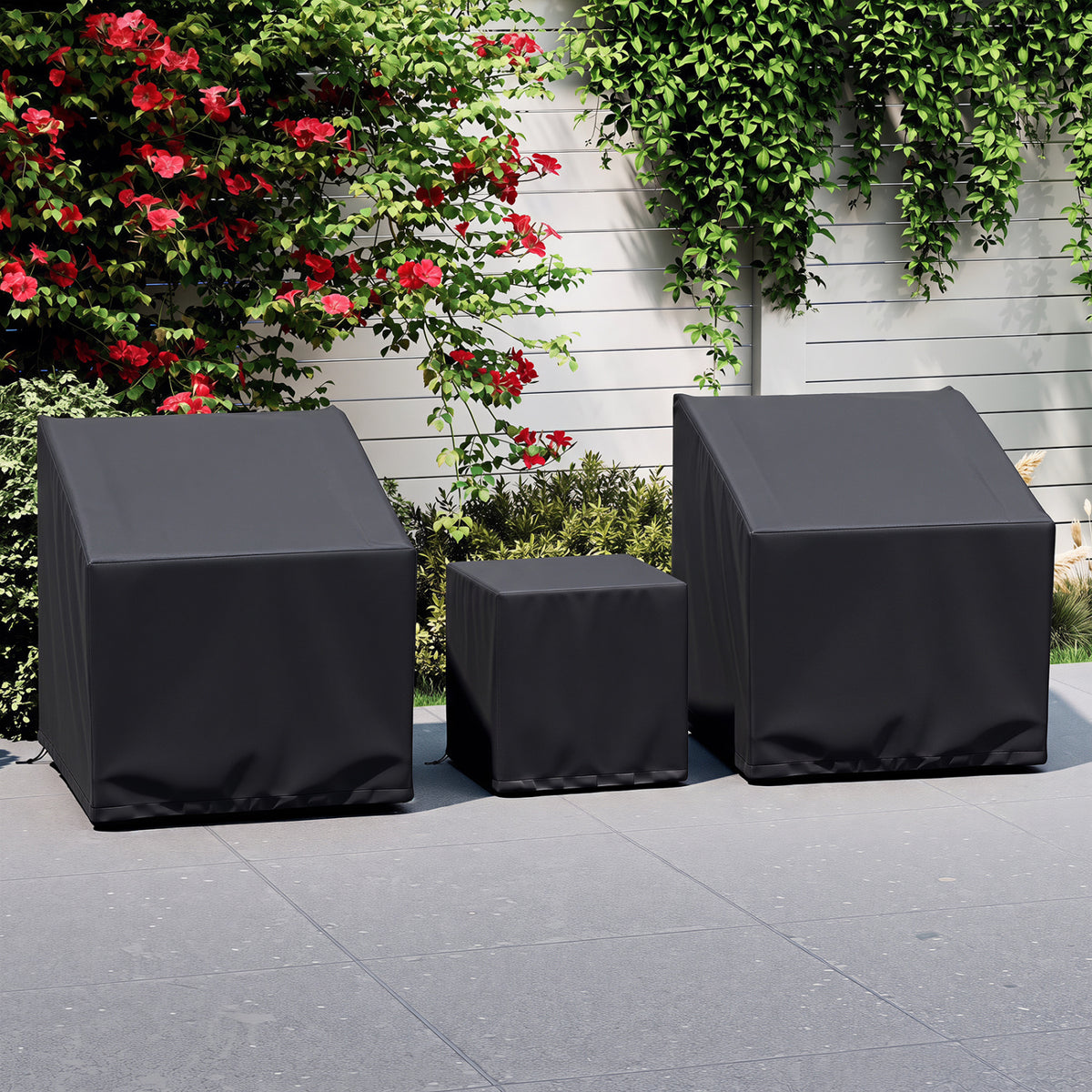 Patio Furniture Covers Waterproof 3-Piece Bistro Set - Black