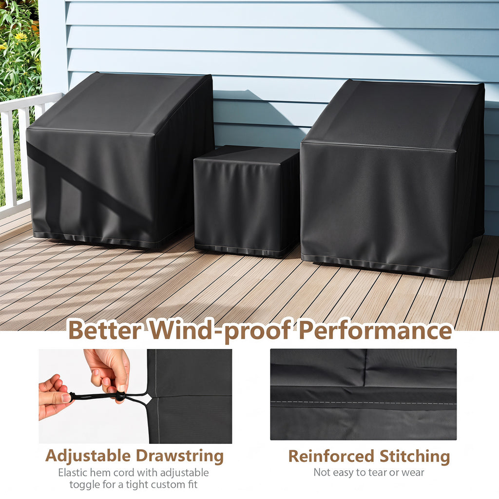 Patio Furniture Covers Waterproof 3-Piece Bistro Set - Black