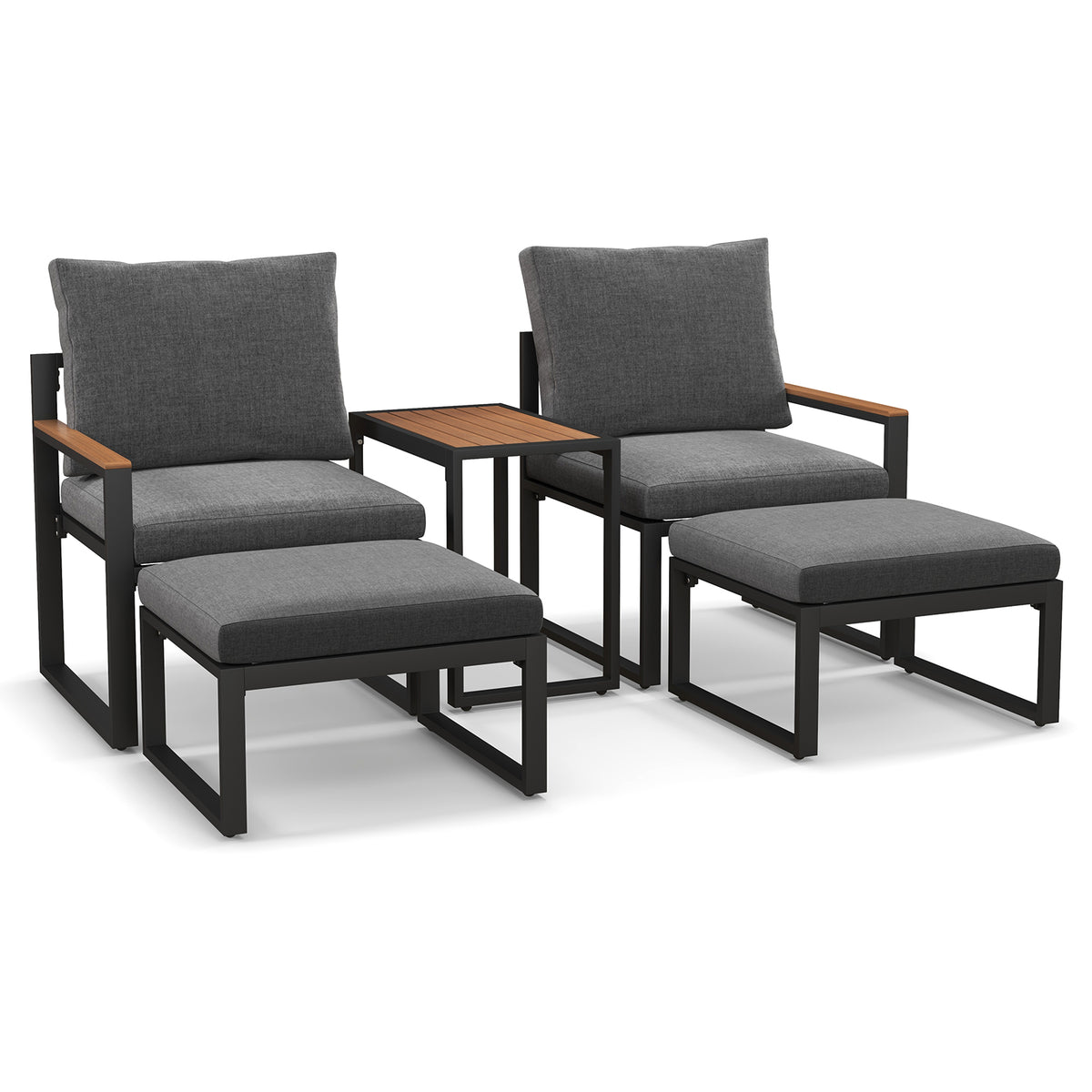 5 Pieces Aluminum Frame Weatherproof Outdoor Conversation Set with