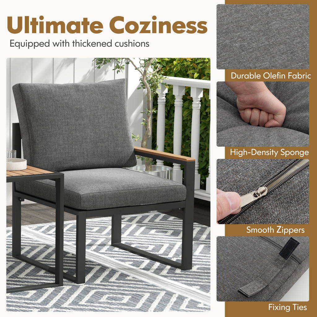 5 Pieces Aluminum Frame Weatherproof Outdoor Conversation Set with