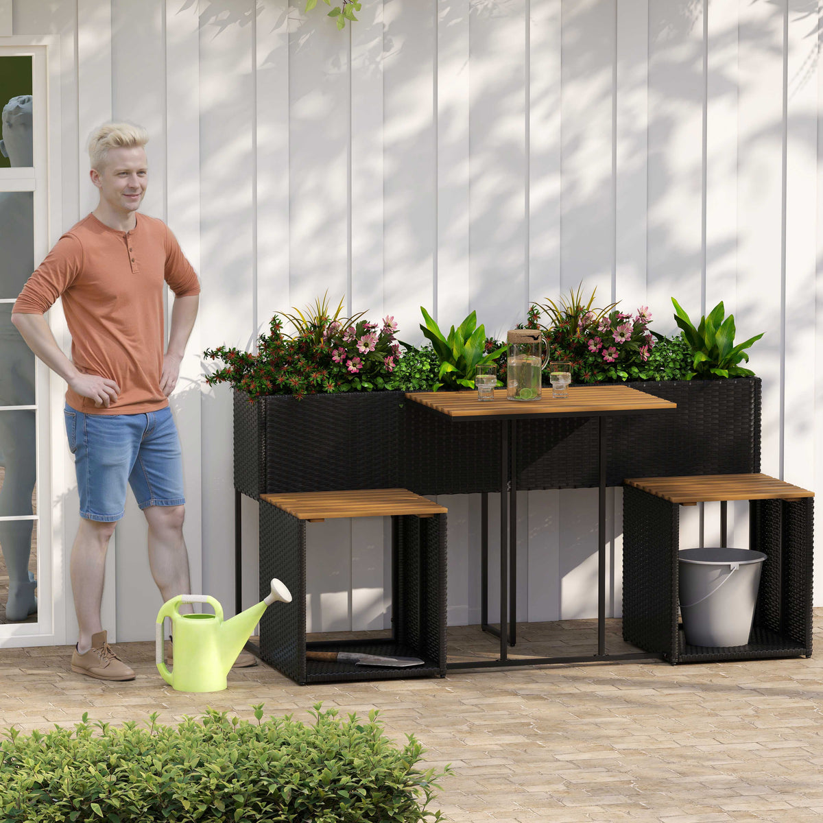 Patio Furniture Set with Raised Garden Bed
