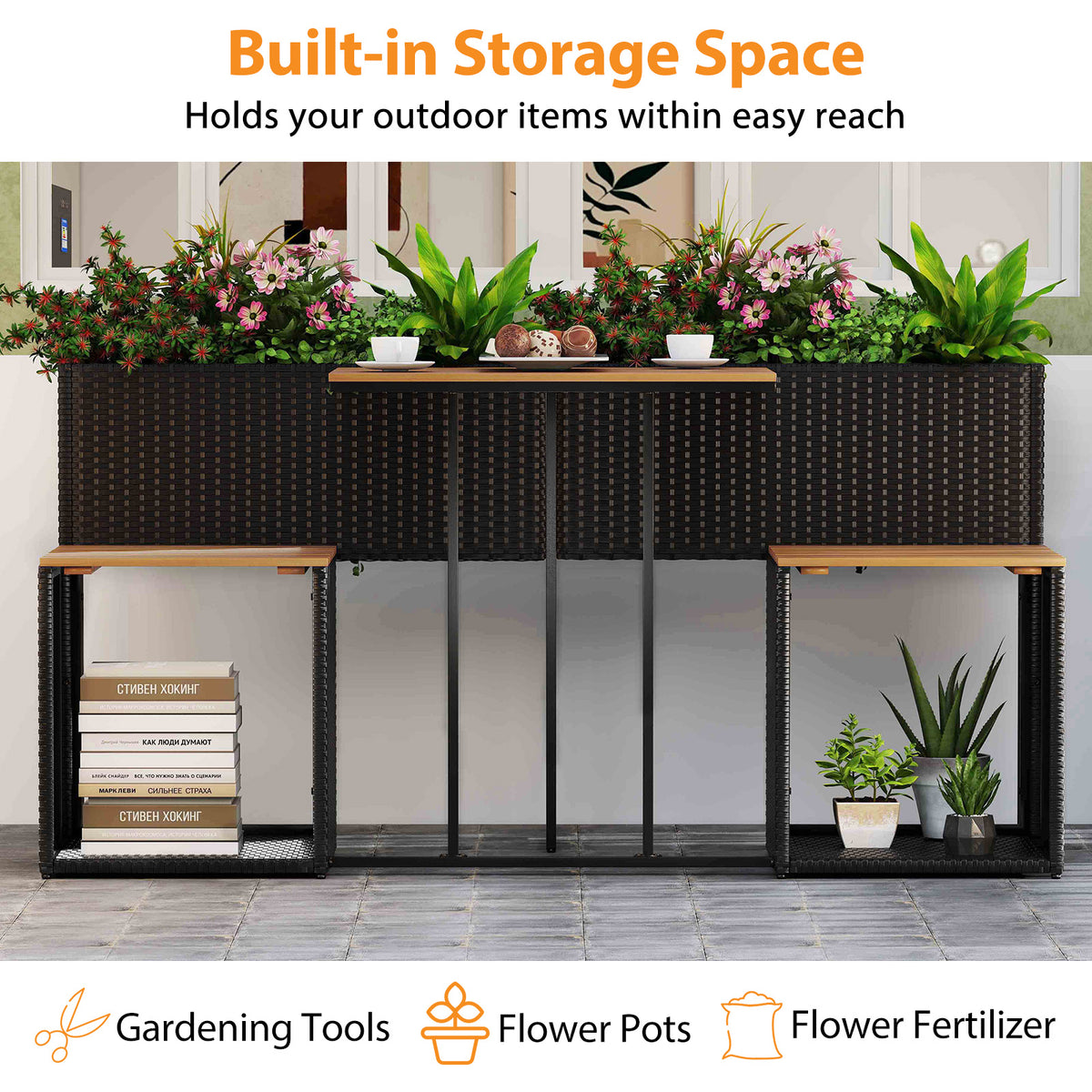 Patio Furniture Set with Raised Garden Bed