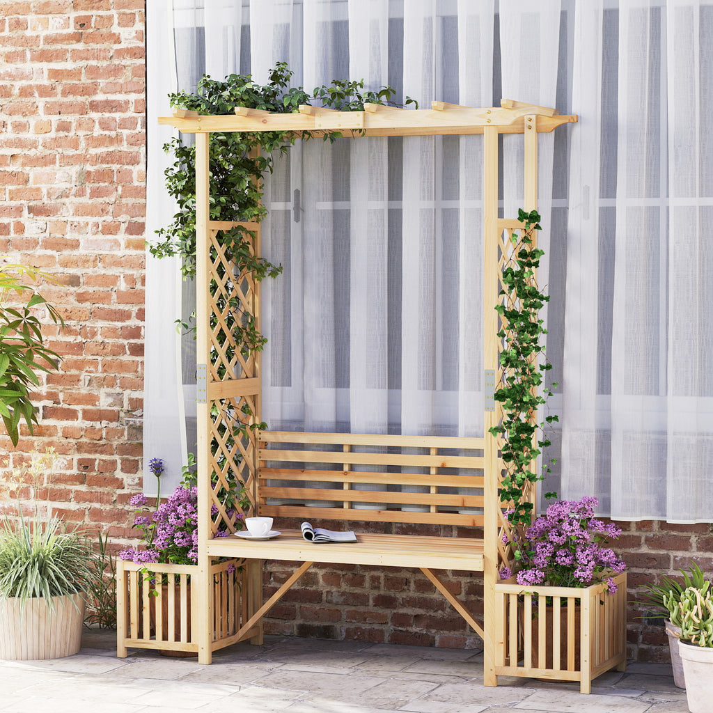 Patio Garden Bench Arbor ArchOutdoor Wood Decorative Seating
