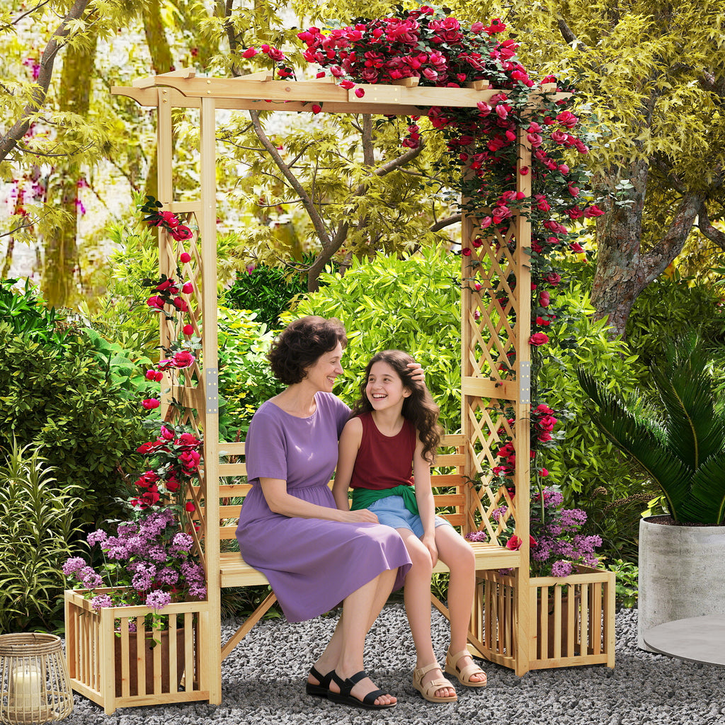 Patio Garden Bench Arbor ArchOutdoor Wood Decorative Seating