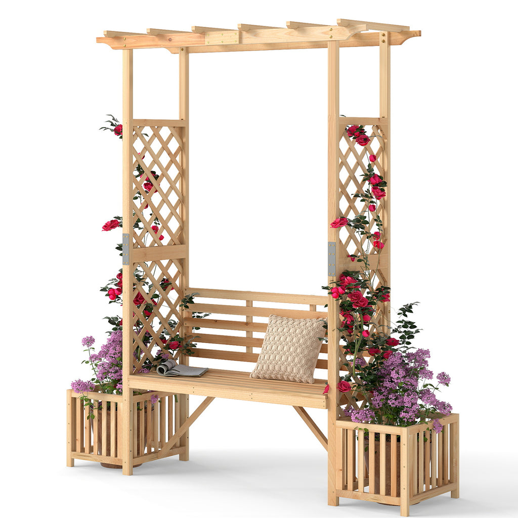 Patio Garden Bench Arbor ArchOutdoor Wood Decorative Seating