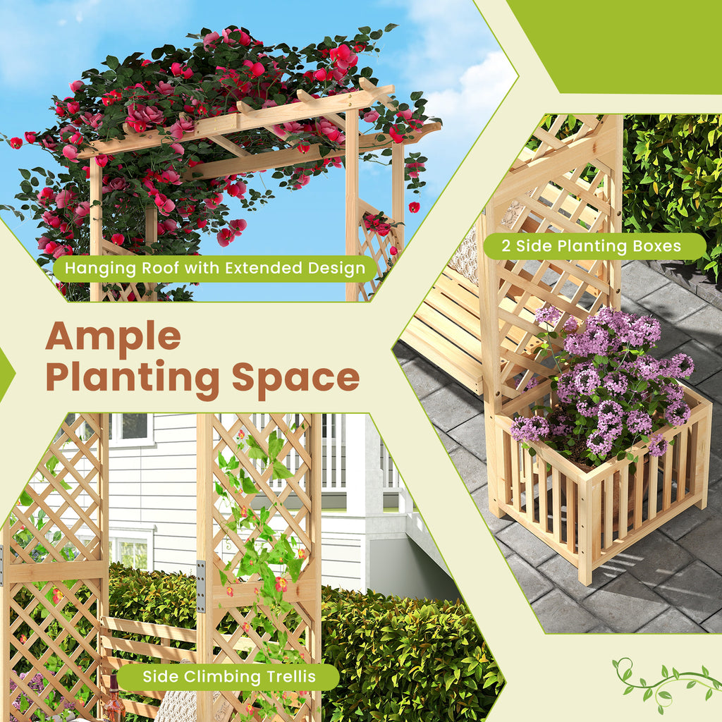 Patio Garden Bench Arbor ArchOutdoor Wood Decorative Seating