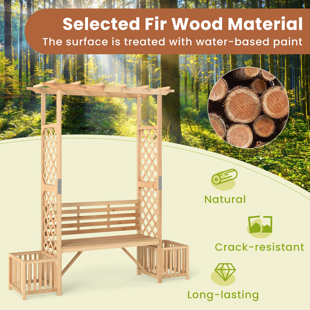 Patio Garden Bench Arbor ArchOutdoor Wood Decorative Seating