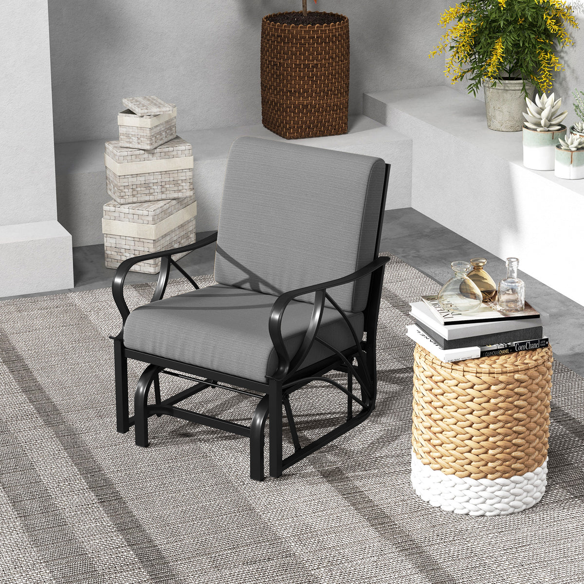 Patio Glider Rocking Chair with Cushion - Gray
