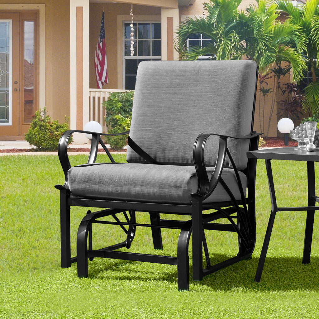 Patio Glider Rocking Chair with Cushion - Gray