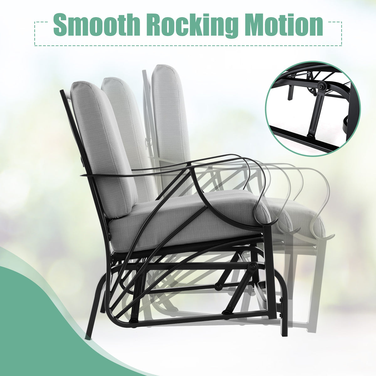 Patio Glider Rocking Chair with Cushion - Gray