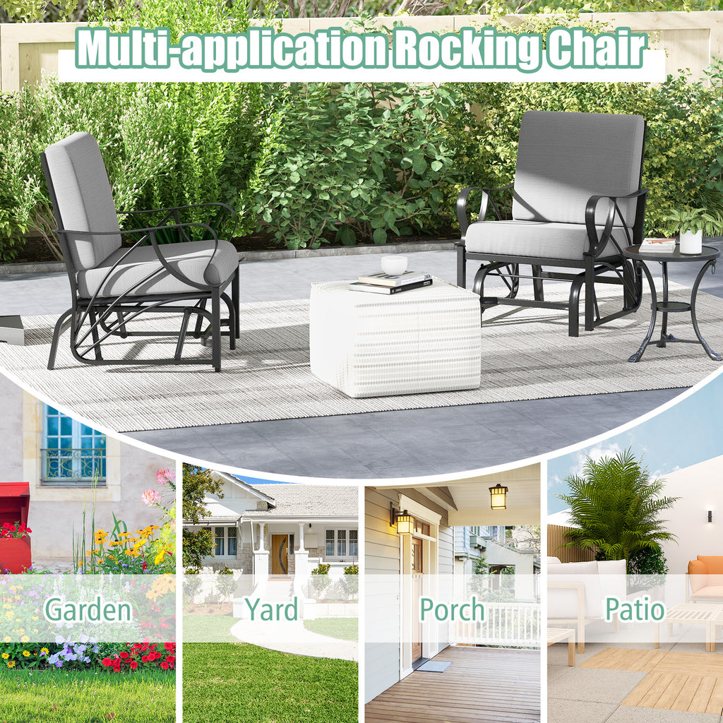 Patio Glider Rocking Chair with Cushion - Gray