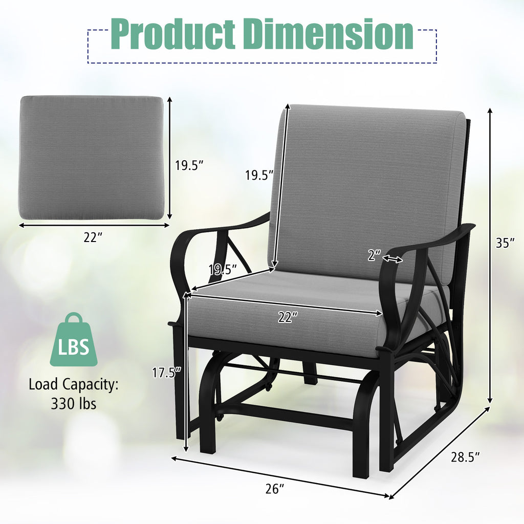 Patio Glider Rocking Chair with Cushion - Gray