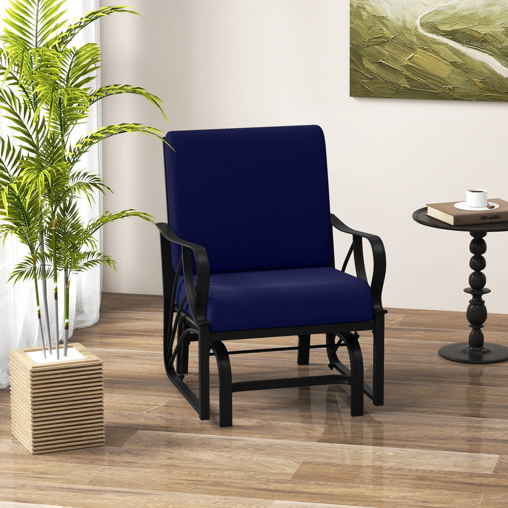 Patio Glider Rocking Chair with Cushion – Navy