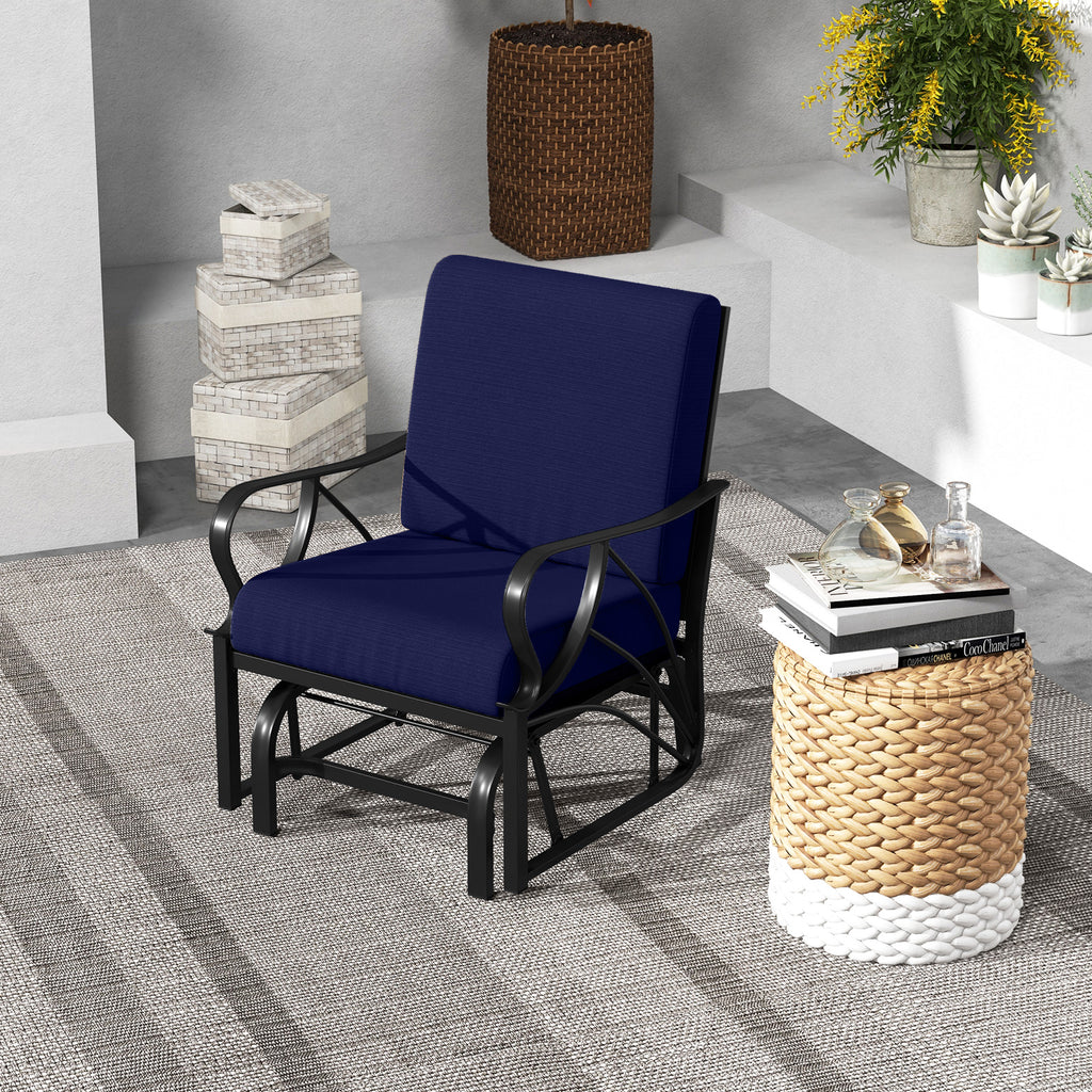 Patio Glider Rocking Chair with Thick Cushion and Curved Armrest
