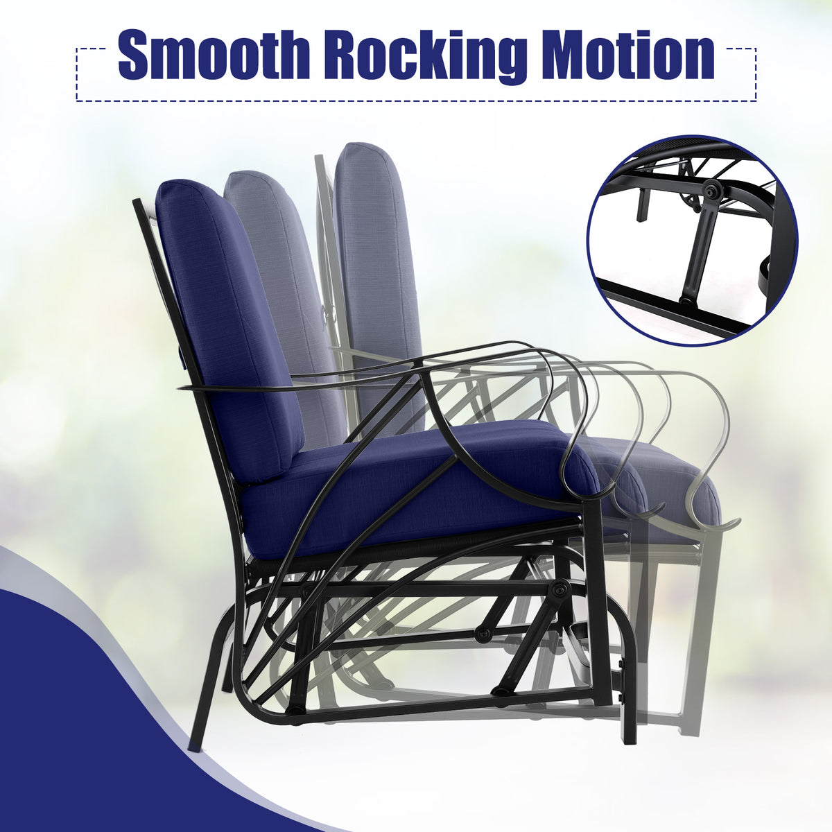 Patio Glider Rocking Chair with Cushion – Navy