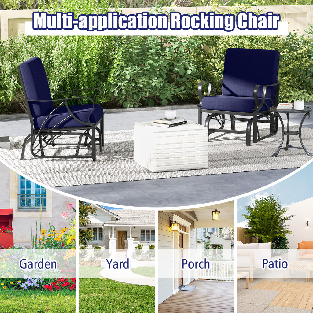 Patio Glider Rocking Chair with Cushion – Navy