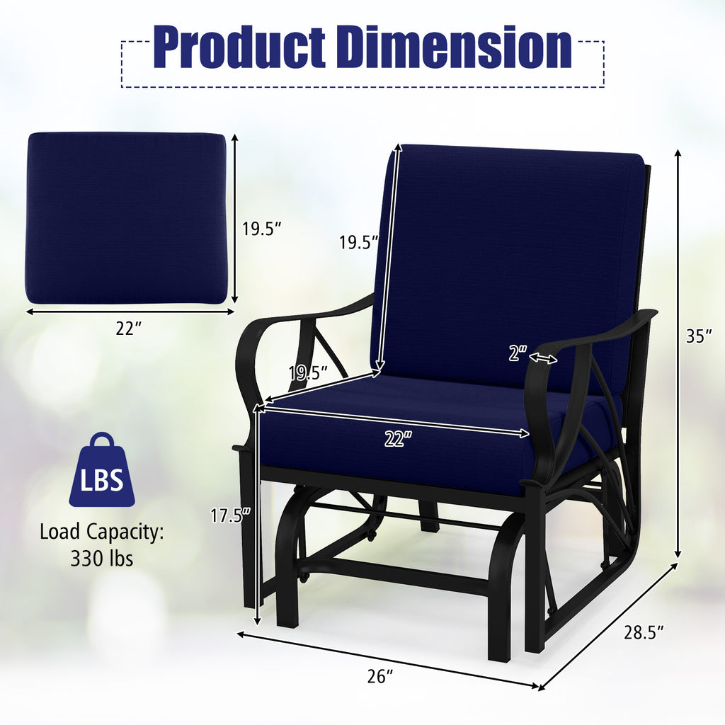 Patio Glider Rocking Chair with Cushion – Navy