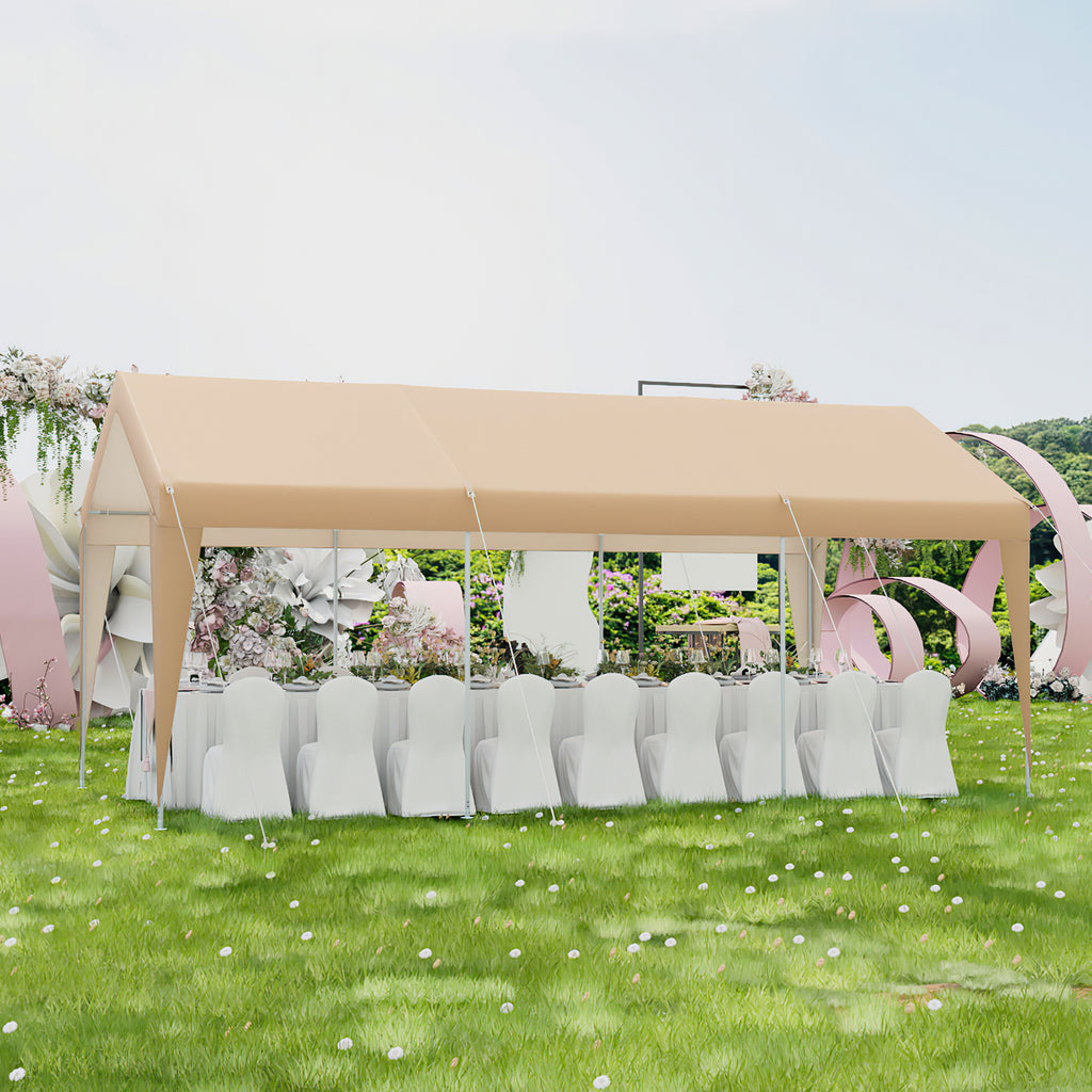 10 x 20 Feet Patio Carport Tent with Galvanized Steel Frame – No Sidewall